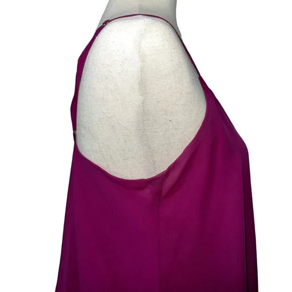 BUFFALO by David Bitton Raspberry Asymmetrical Chiffon Tank Top Size S - Picture 10 of 14
